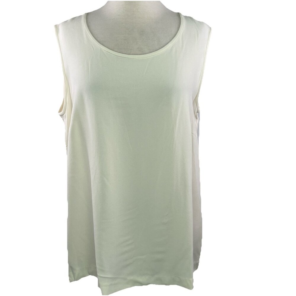 Tamotsu Size 1X Womens Off White Dressy Tank Sleeveless Top Minimalist Japan